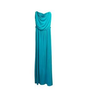 Leshop Size small Boho Teal Knit maxi dress strapless summer coastal cowgirl
